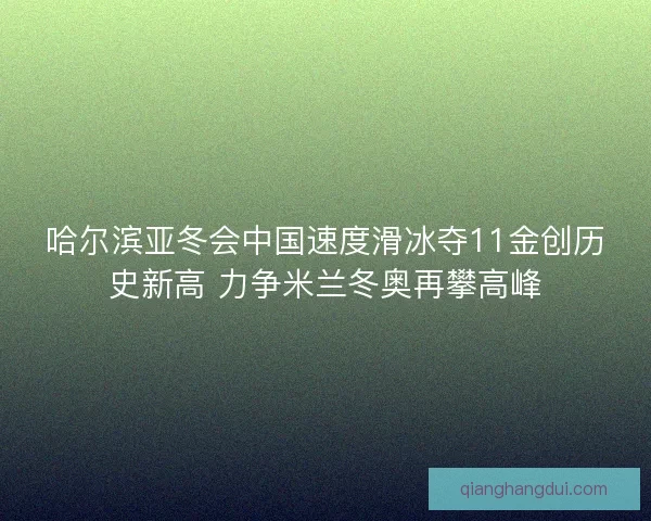 哈尔滨亚冬会中国速度滑冰夺11金创历史新高 力争米兰冬奥再攀高峰