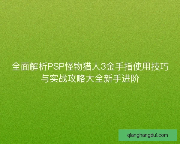 全面解析PSP怪物猎人3金手指使用技巧与实战攻略大全新手进阶